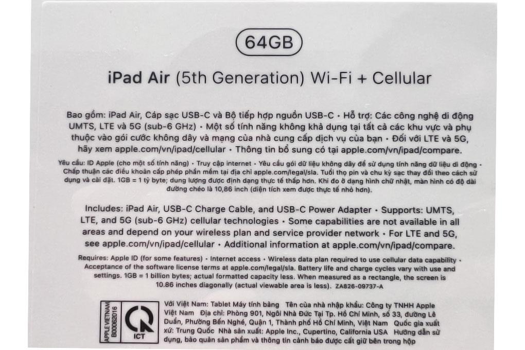 MTB iPad Air 5 M1 Wifi Cellular 64G Hồng