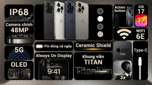 ĐTDĐ IPHONE 15 PRO 512G TITAN TRẮNG