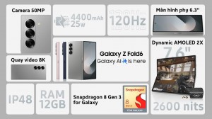 ĐTDĐ SAMSUNG Z FOLD6 5G 12G 512G ĐEN