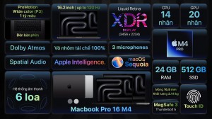 Laptop LAPTOP Apple MacBook Pro 16 in M4 Pro 24G 512G Đen