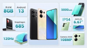 ĐTDĐ XIAOMI REDMI NOTE 13 8G 256G VÀNG