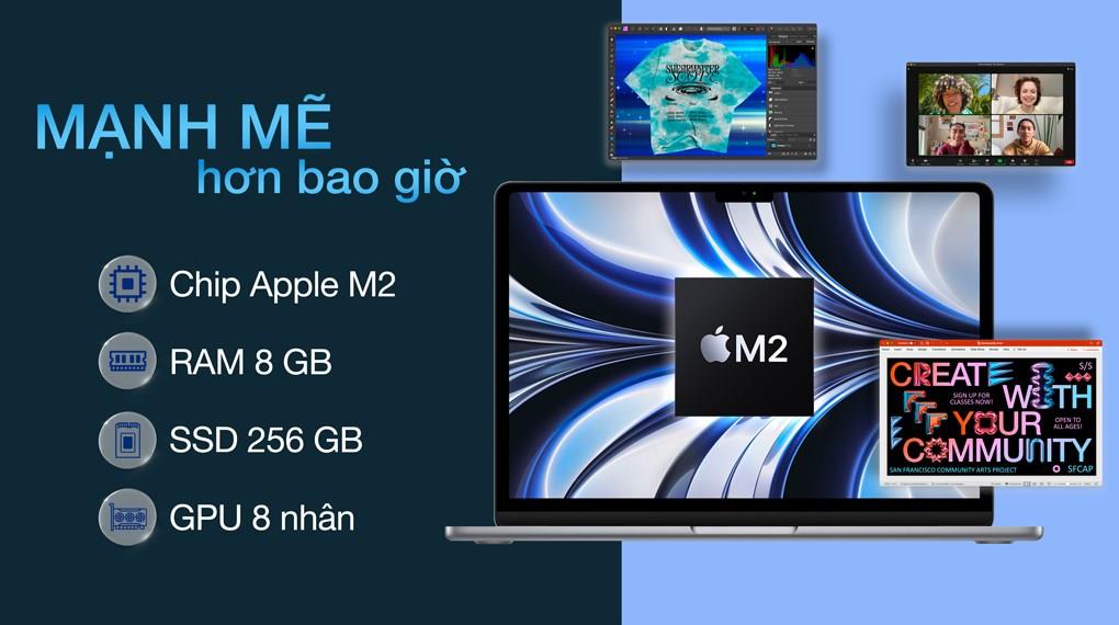 Laptop Apple MacBook Air 13 in M2 2022 8-core CPU 8-core GPU MLXW3SA A 8G 256G Xám