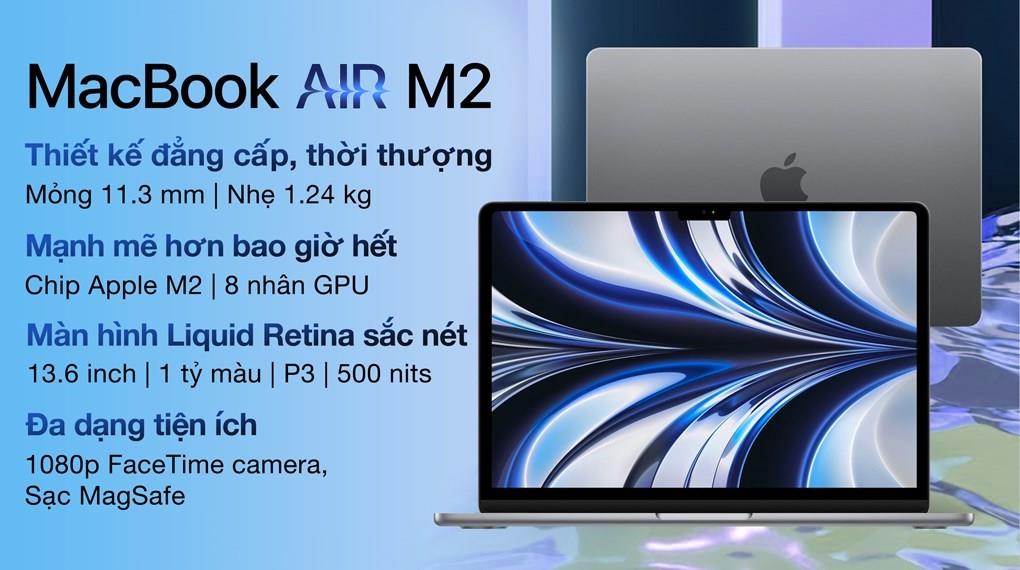 Laptop Laptop Apple MacBook Air 13 in M2 2022 GPU (Z16000051) Xanh đen