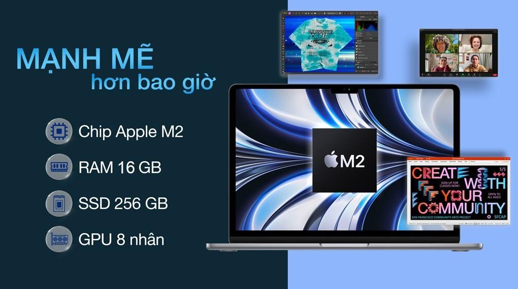 Laptop Apple MacBook Air 13 in M2 2022 8-coreCPU 8-core GPU Z15Y00051 16G 256G Xanh đen