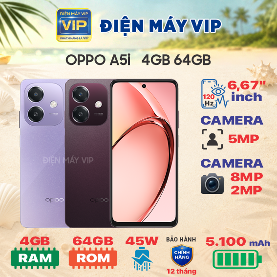 Điện thoại OPPO A5i 4G 64G Tím 4 GB 64GB - màn 6.67 inch, pin 5100mAh - Chính hãng, BH 12 tháng - Ảnh 3