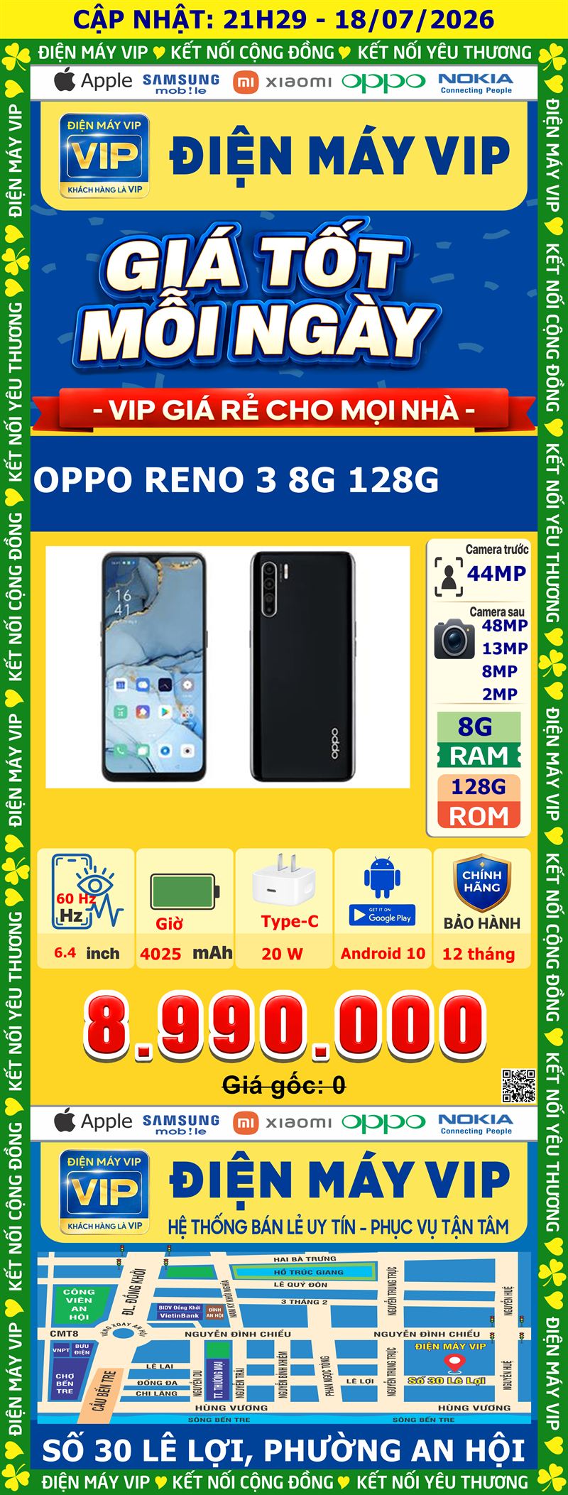 Điện thoại OPPO RENO 3 8G 128G Đen màn 6.4 inch, pin 4025mAh, Type-C - Chính hãng, bảo hành chính hãng - Ảnh 2