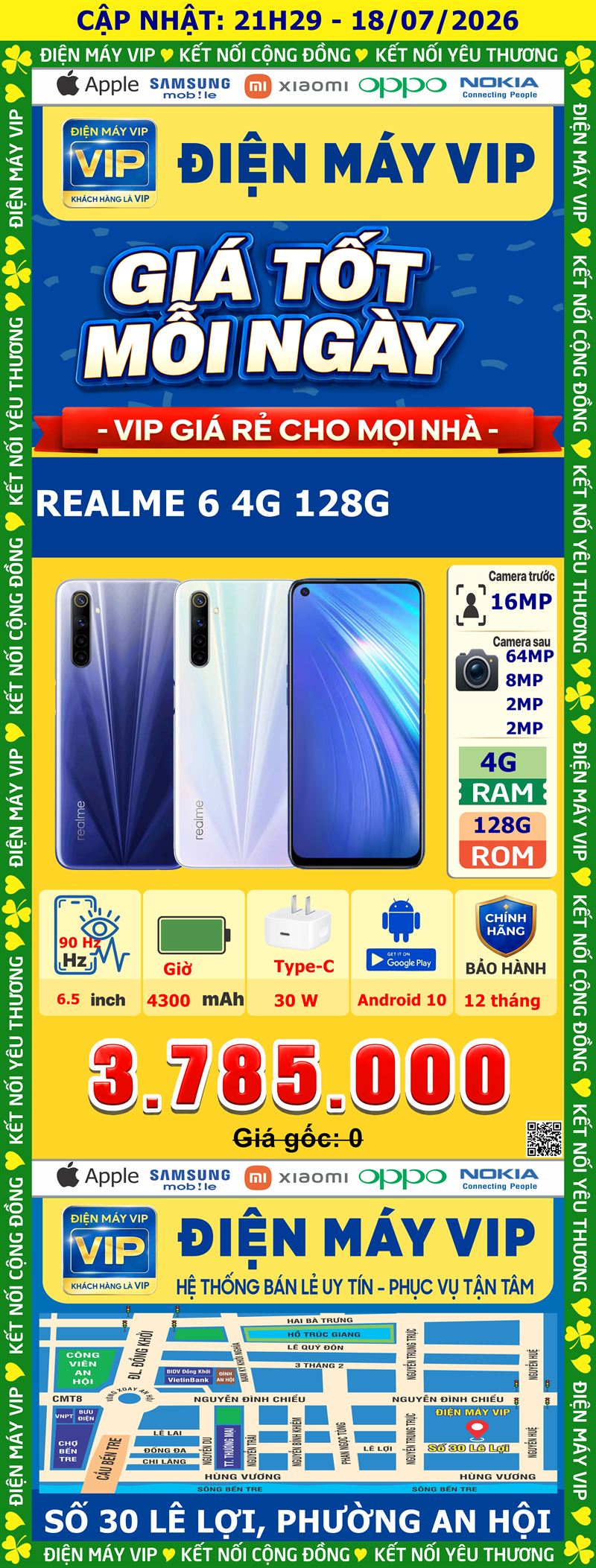 Điện thoại REALME 6 4G 128G xanh màn 6.5 inch, pin 4300mAh, Type-C - Chính hãng, bảo hành chính hãng - Ảnh 2