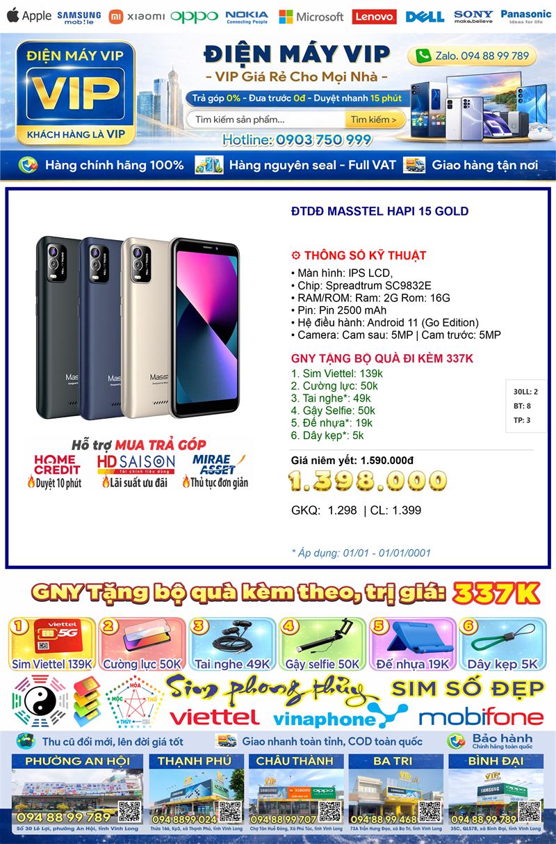 Masstel Hapi 15 — Giá VIP kèm Bộ Quà Tặng, giao lắp trong ngày