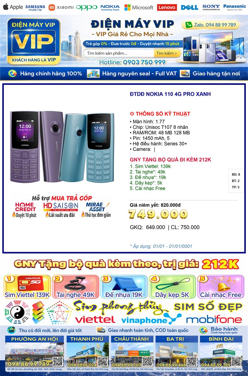 Nokia 110 4G Pro — Giá VIP kèm Bộ Quà Tặng, giao lắp trong ngày
